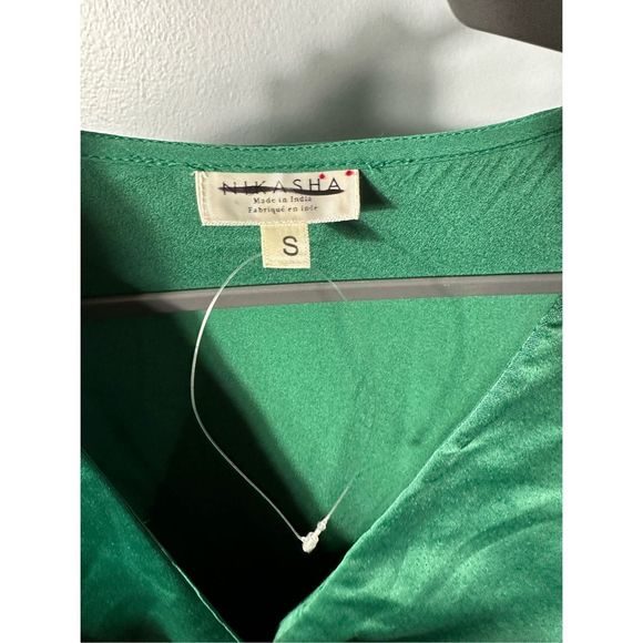 New Anthropologie Nikasha Embroidered Satin Dress Size Small - Picture 8 of 9